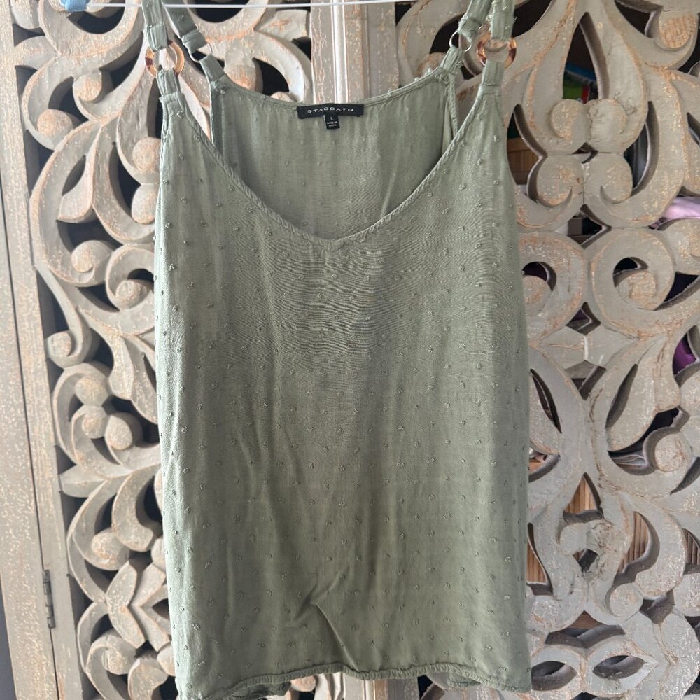 Olive Green Pointelle Tank